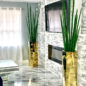 Prism Octagon Planter with Snake Grass