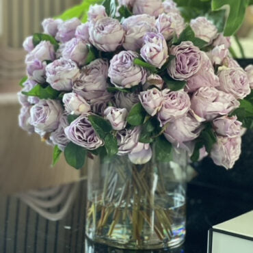 English Roses in Clear Glass Cylinder