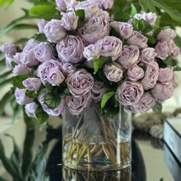 English Roses in Clear Glass Cylinder