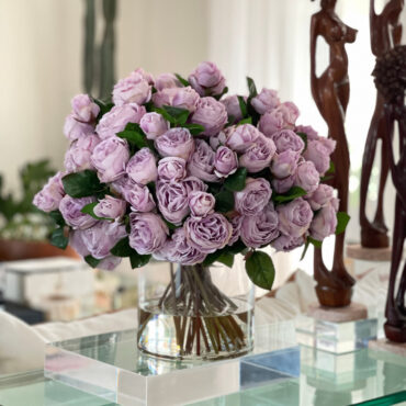 English Roses in Clear Glass Cylinder
