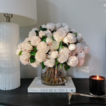 English Roses in Clear Glass Cylinder