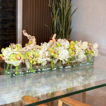 Casa Moderna with White Vandas and Green Cymbidiums