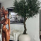 7′ Olive Tree in Matte Beige 30″ Globe Planter