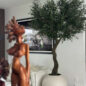 7′ Olive Tree in Matte Beige 30″ Globe Planter