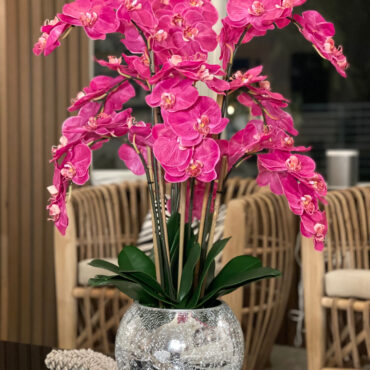 Orchids in Crackled Mirror Vase