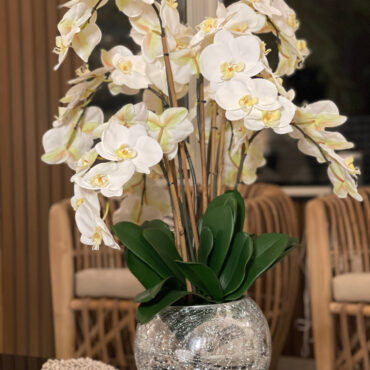 Orchids in Crackled Mirror Vase