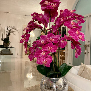 Orchids in Crackled Mirror Vase