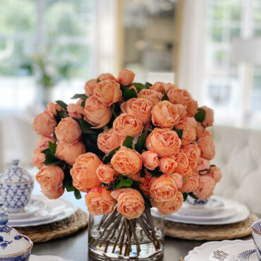 English Roses in Clear Glass Cylinder
