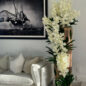 Large Live Edge Teak Vase with White Vanda Orchids