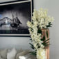 Large Live Edge Teak Vase with White Vanda Orchids