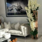 Large Live Edge Teak Vase with White Vanda Orchids