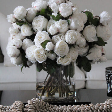 English Roses in Clear Glass Cylinder