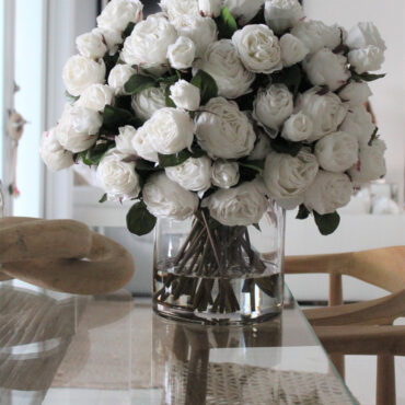 English Roses in Clear Glass Cylinder