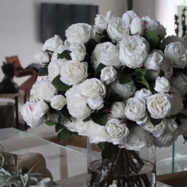 English Roses in Clear Glass Cylinder