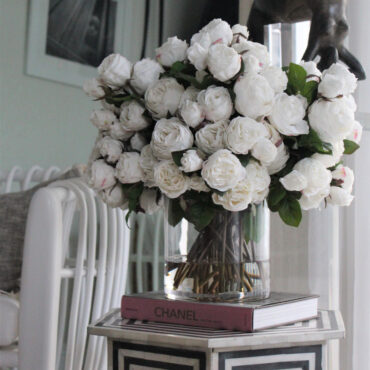 English Roses in Clear Glass Cylinder