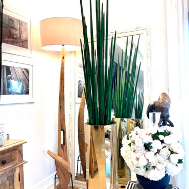 Prism Octagon Planter with Snake Grass