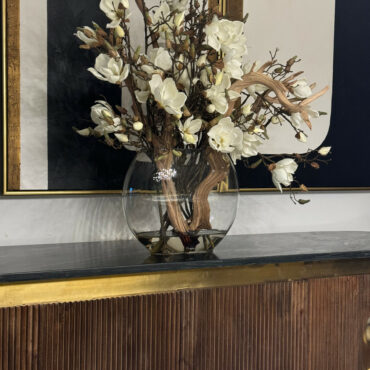 16″ Moon Vase With Magnolias
