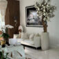 Glossy Beige St. Tropez Planter with Custom Made Magnolia Tree
