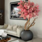 Matte Gun Metal Globe with  Custom Made Two Tone Made Cherry Blossom Tree