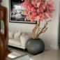 Matte Gun Metal Globe with  Custom Made Two Tone Made Cherry Blossom Tree