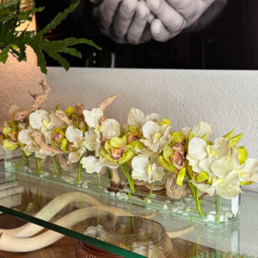 Casa Moderna with White Vandas and Green Cymbidiums