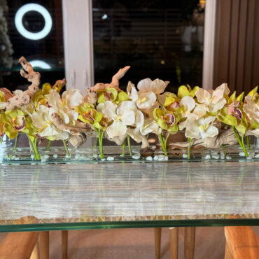 Casa Moderna with White Vandas and Green Cymbidiums