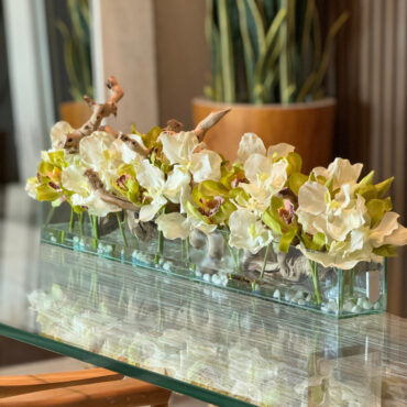 Casa Moderna with White Vandas and Green Cymbidiums
