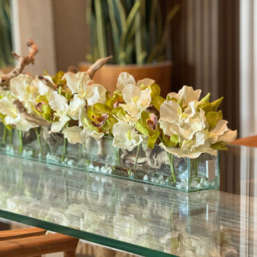 Casa Moderna with White Vandas and Green Cymbidiums