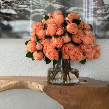 English Roses in Clear Glass Cylinder
