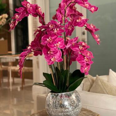 Orchids in Crackled Mirror Vase