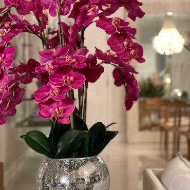 Orchids in Crackled Mirror Vase