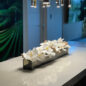 36″ Casa Moderna Black Tinted Glass Plate Planter with white Phalaenopsis orchids