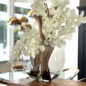16″ Moon Vase with White Vanda Orchids