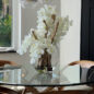 16″ Moon Vase with White Vanda Orchids