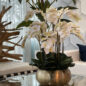 White Phalaenopsis Orchids In Gold Metal Bowie Bowl