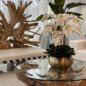 White Phalaenopsis Orchids In Gold Metal Bowie Bowl