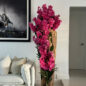 Large Live Edge Teak Vase with Pink Vanda Orchids