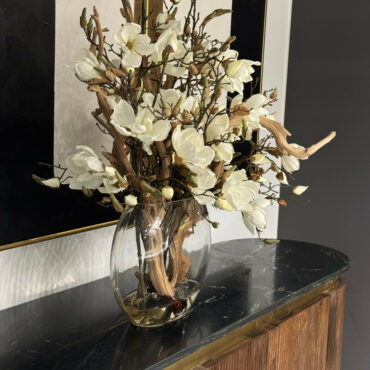 16″ Moon Vase With Magnolias