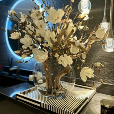 16″ Moon Vase With Magnolias