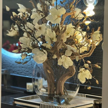 16″ Moon Vase With Magnolias