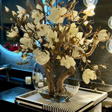 16″ Moon Vase With Magnolias