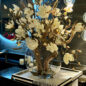 16″ Moon Vase With Magnolias